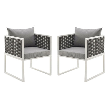 Aluminum Outdoor Dining Armchair Set Of 2 With Cushioned Seating
