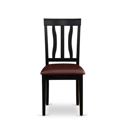 Antique Dining Room Chairs - Faux Leather Upholstered Wooden Chairs, Set of 2