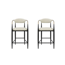 Beige Fabric Upholstered Counter Chairs Set of 2 with Contemporary Style