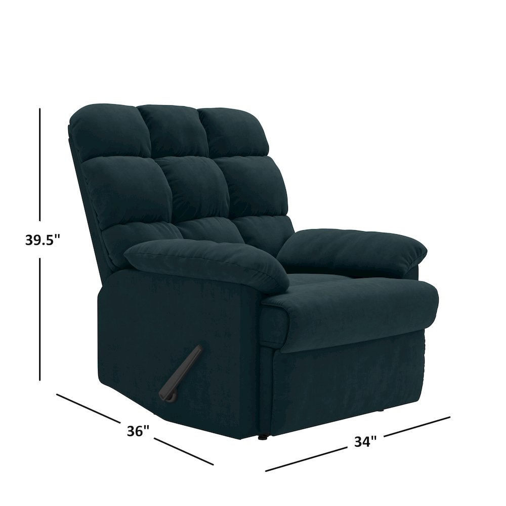 ProLounger Wall Hugger Recliner in Blue Microfiber with Square Tufted Back
