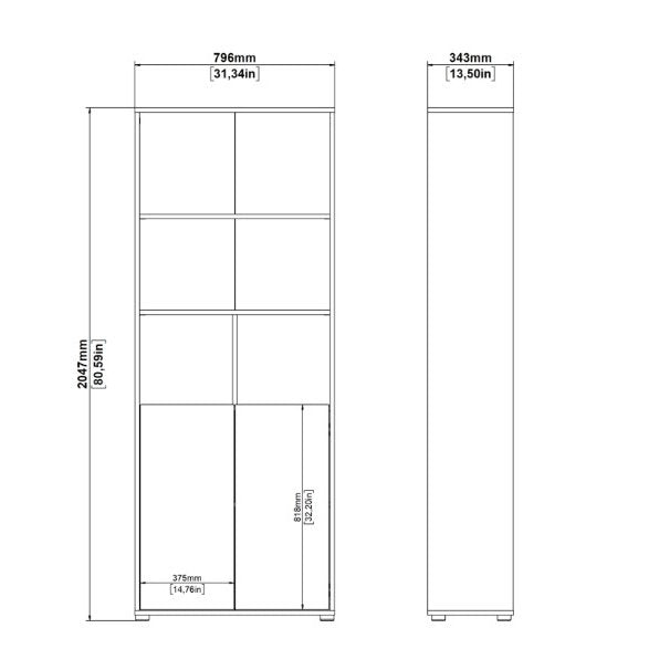 6 Shelf Boockase with 2 Doors, Home Office Storage
