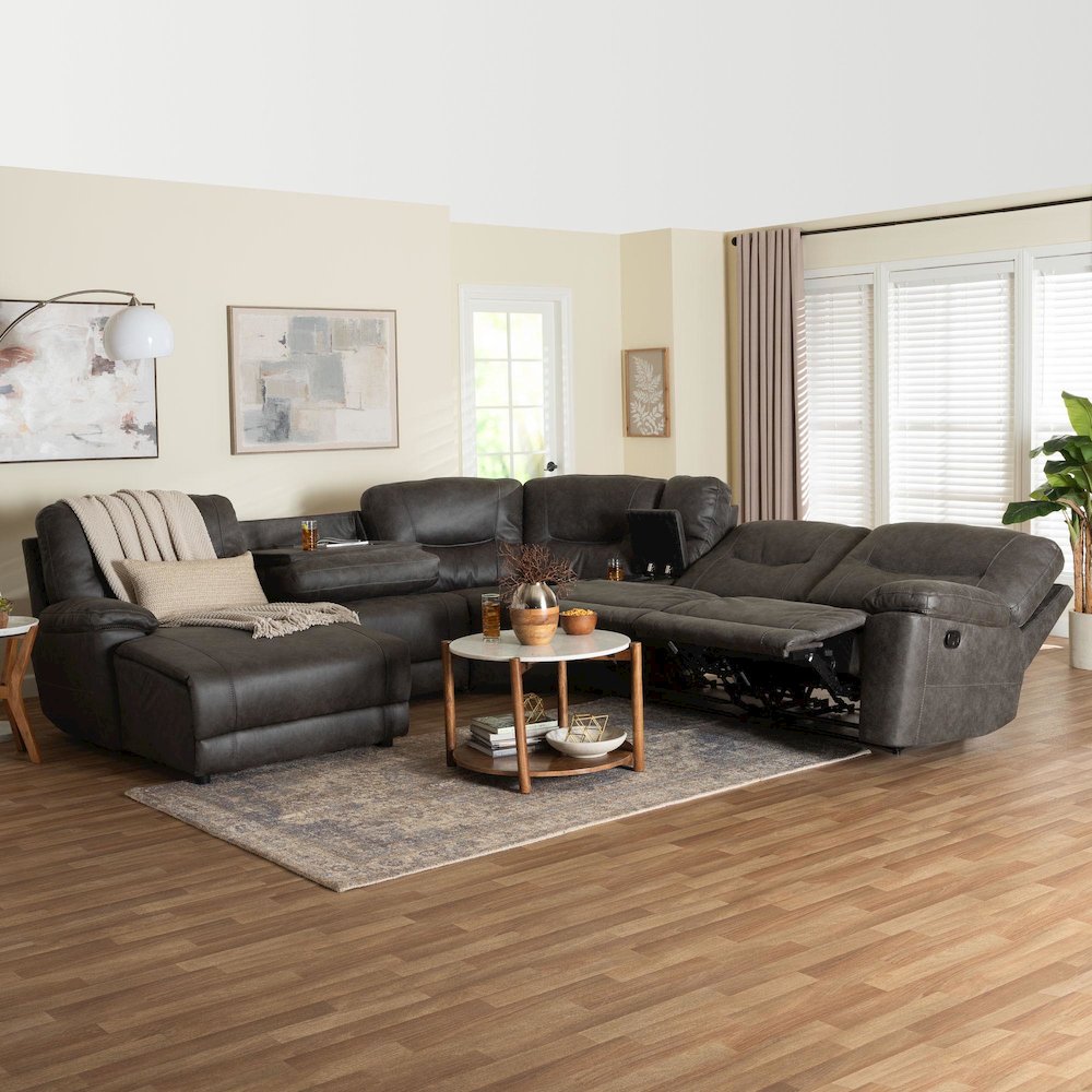 6-Piece Reclining Sectional Sofa with Left-facing Chaise Lounge with Storage