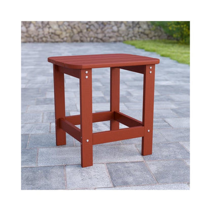 All-Weather Poly Resin Wood Adirondack Side Table in Red