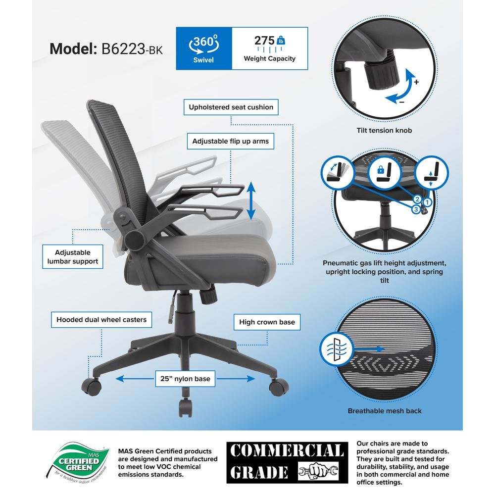 Boss Mesh Flip Arm Task Chair
