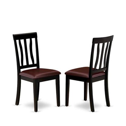 Antique Dining Room Chairs - Faux Leather Upholstered Wooden Chairs, Set of 2