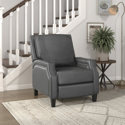 Lexicon Berenson Faux Leather Push Back Recliner in Gray