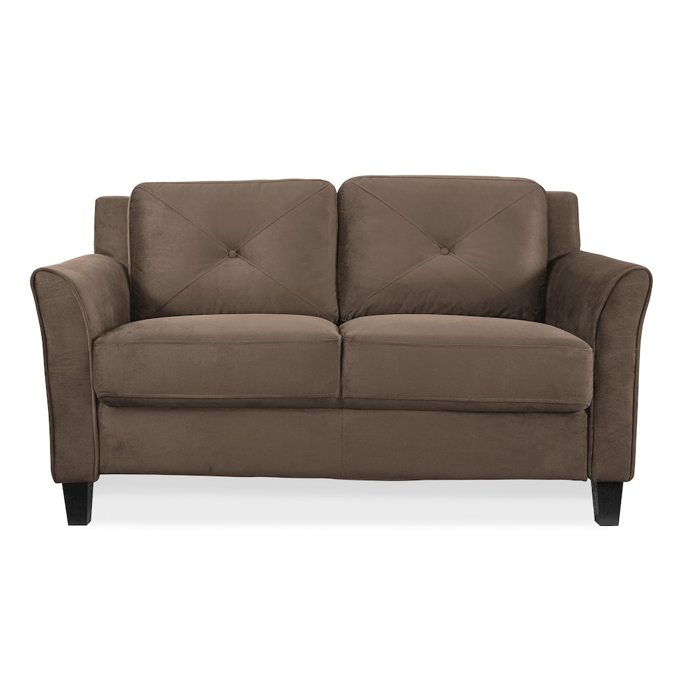 Hartford Loveseat Rolled Arms Brown