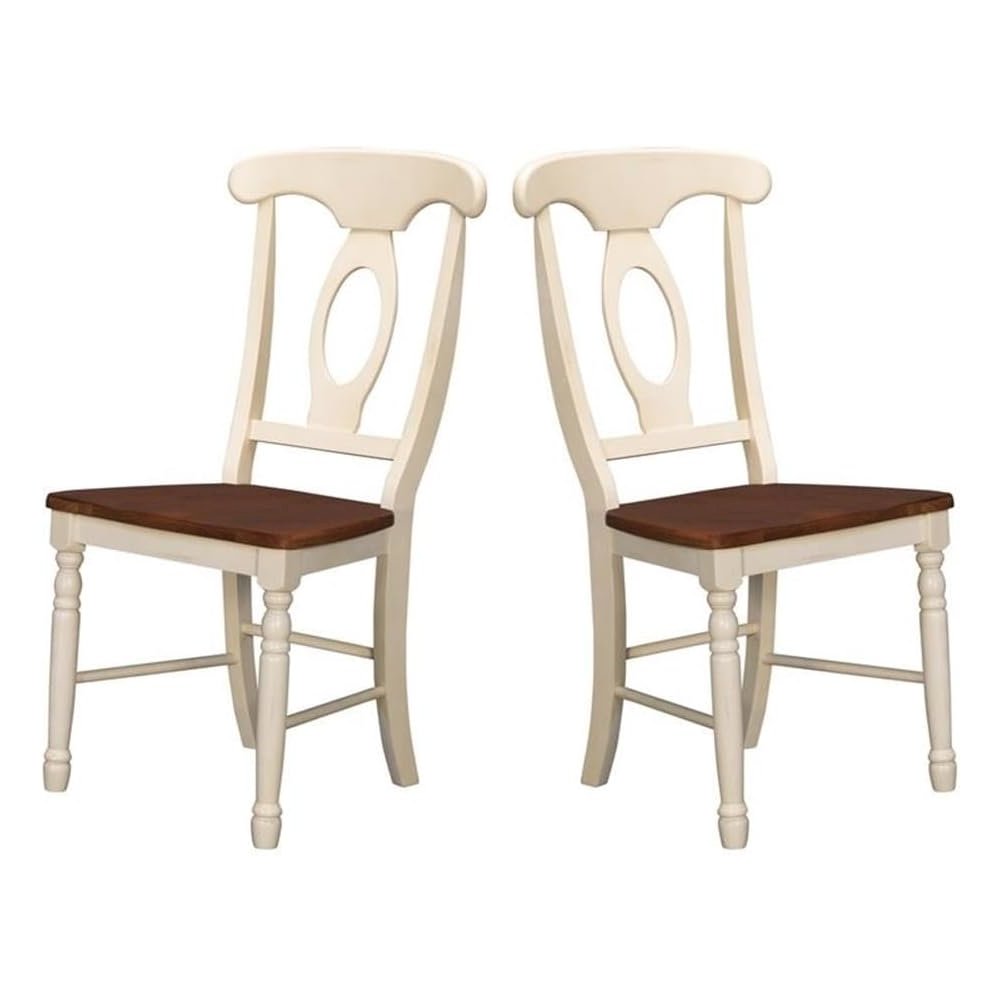 Merlot-Buttermilk Finish Distressed Side Chair in Solid Rubberwood