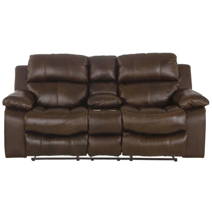 Positano Italian Top Grain Leather Match Reclining Console Loveseat