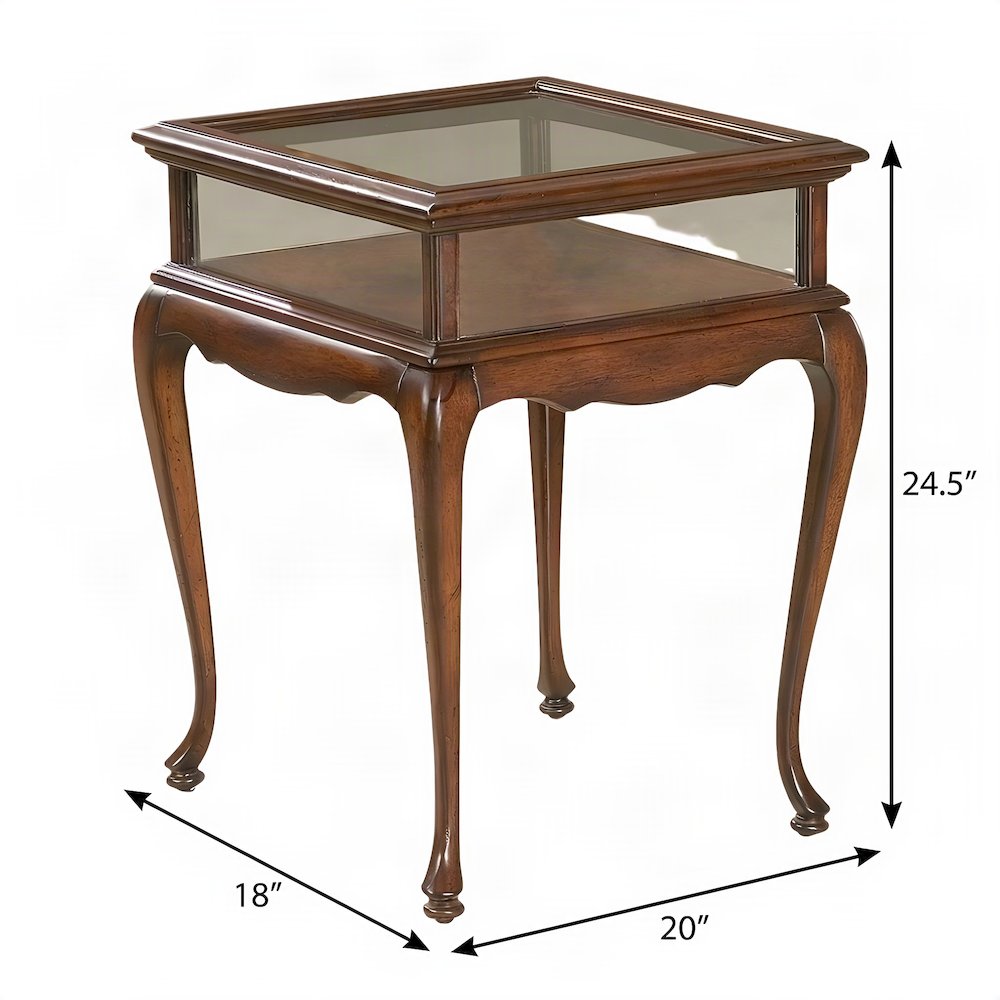 Dark Brown Shadow Box Coffee Table with Glass Top and Display Storage