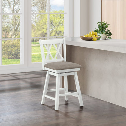 24in Brookline Swivel Barstool Pure White