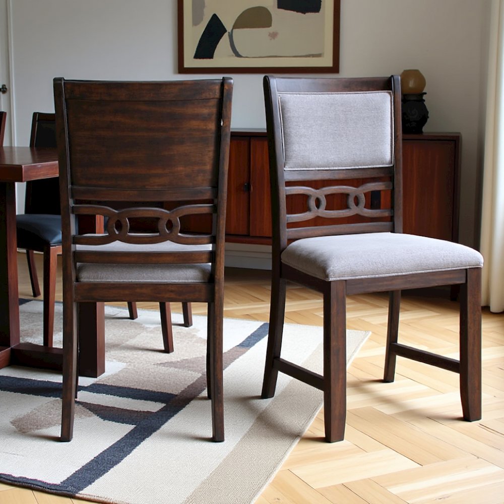 Elegant Wooden Dining Chair Set in Walnut Finish for Kitchen and Dining