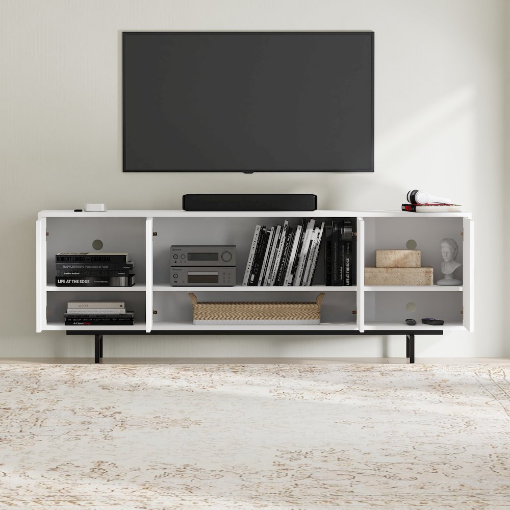 Graysen White Laminate 4 Door TV Console