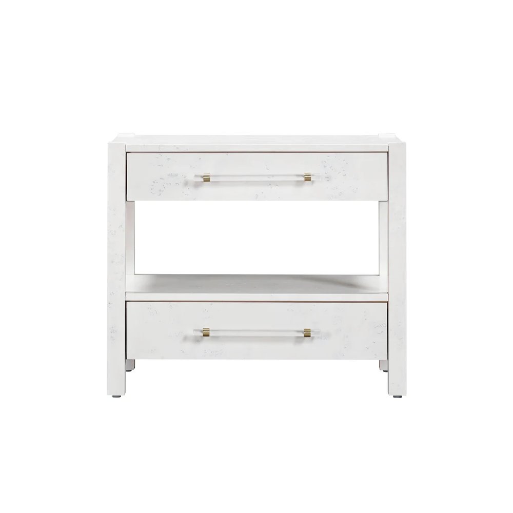 Brandyss White Burl Nightstand