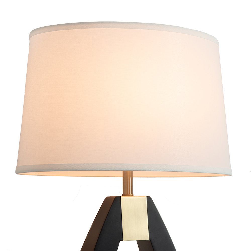 Trina Table Lamp - 30", Ebony Wood Finish, Weathered Brass, 3-Way Switch