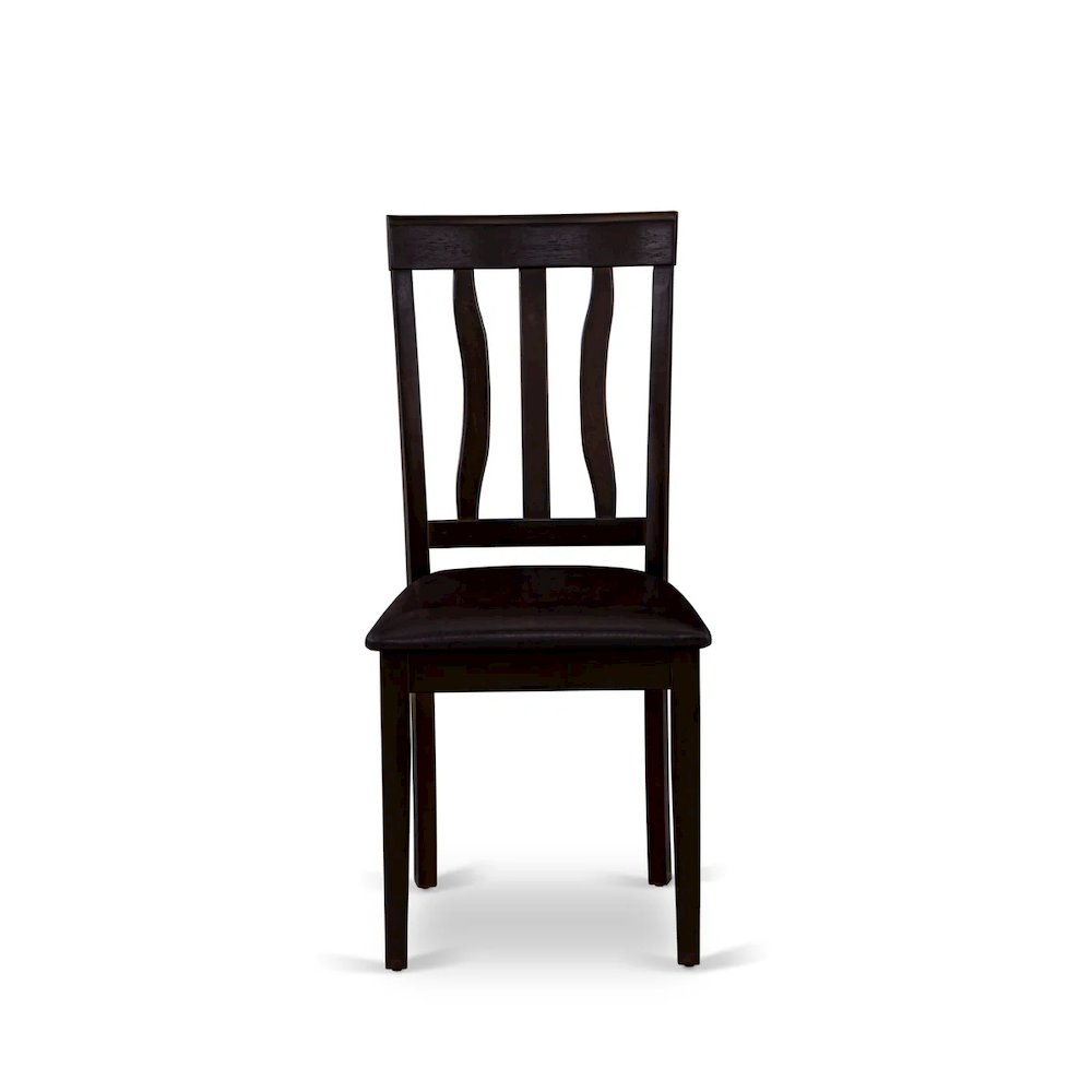 Antique Dining Chairs - Faux Leather Upholstered Wooden Chairs, Set of 2