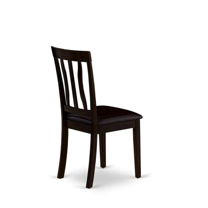 Antique Dining Chairs - Faux Leather Upholstered Wooden Chairs, Set of 2