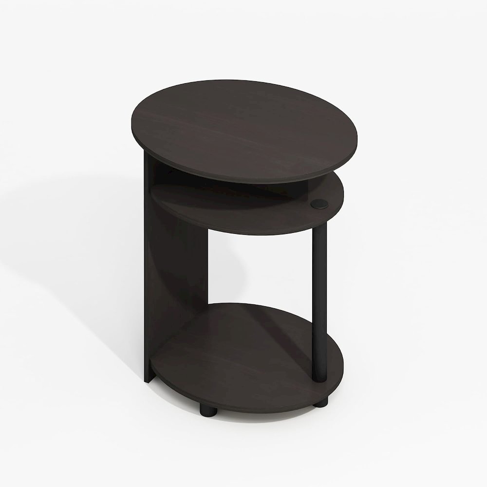 JAYA Modern Simple Design Oval End Table, Side Table, Black Walnut