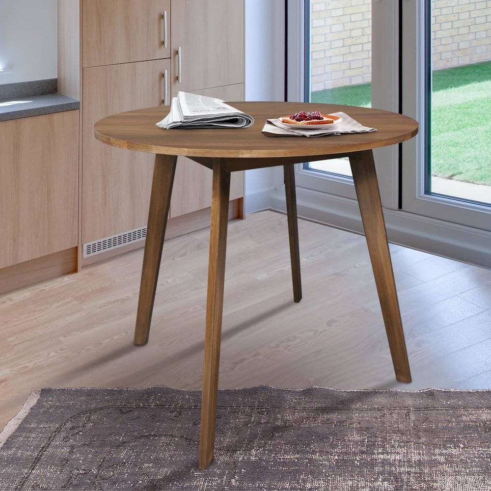 Genuine 36" Round Dining Table with Solid American Gum - Walnut