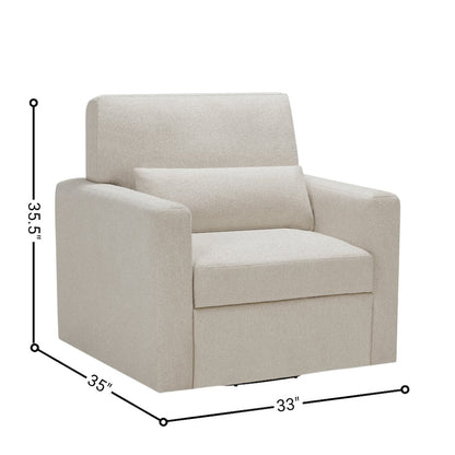 Modern Swivel 35-Inch Chair in Beige Boucle – Unique Chair for Bedroom Use