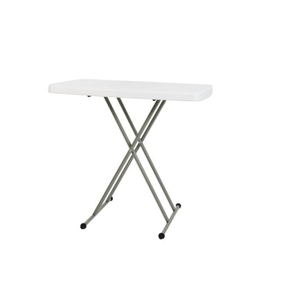 30 Inch Granite White Indoor/Outdoor Plastic Folding Table, Adjustable Height Commercial Grade Side Table, Laptop Table, TV Tray