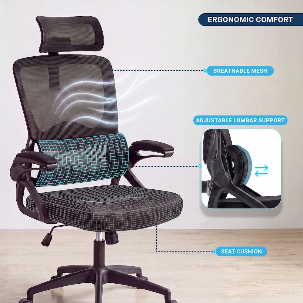 Mesh Office Chair, Breathable Black Task Chair for Home Office or Study
