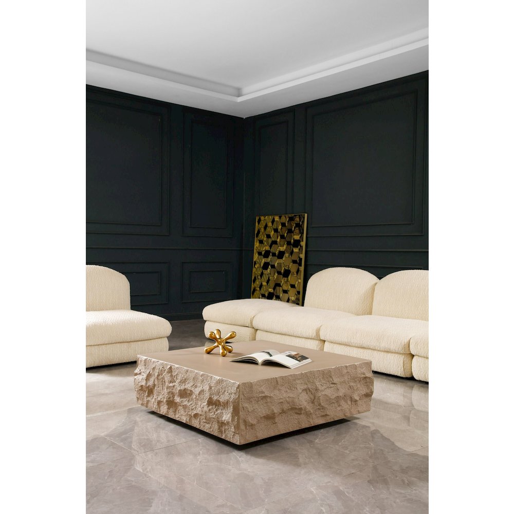 Modrest Quarry - Modern Beige Square Coffee Table
