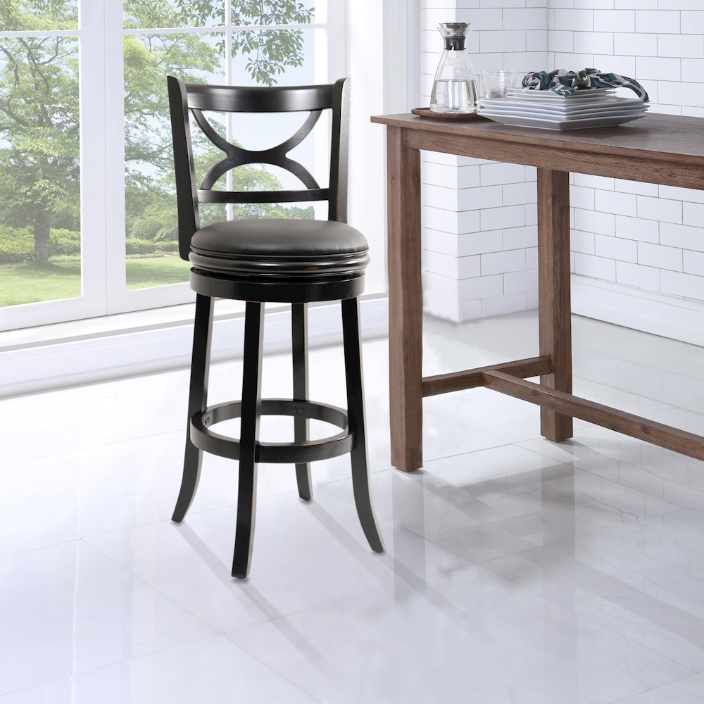 Florence Swivel Bar Stool - Black Sandthru Finish