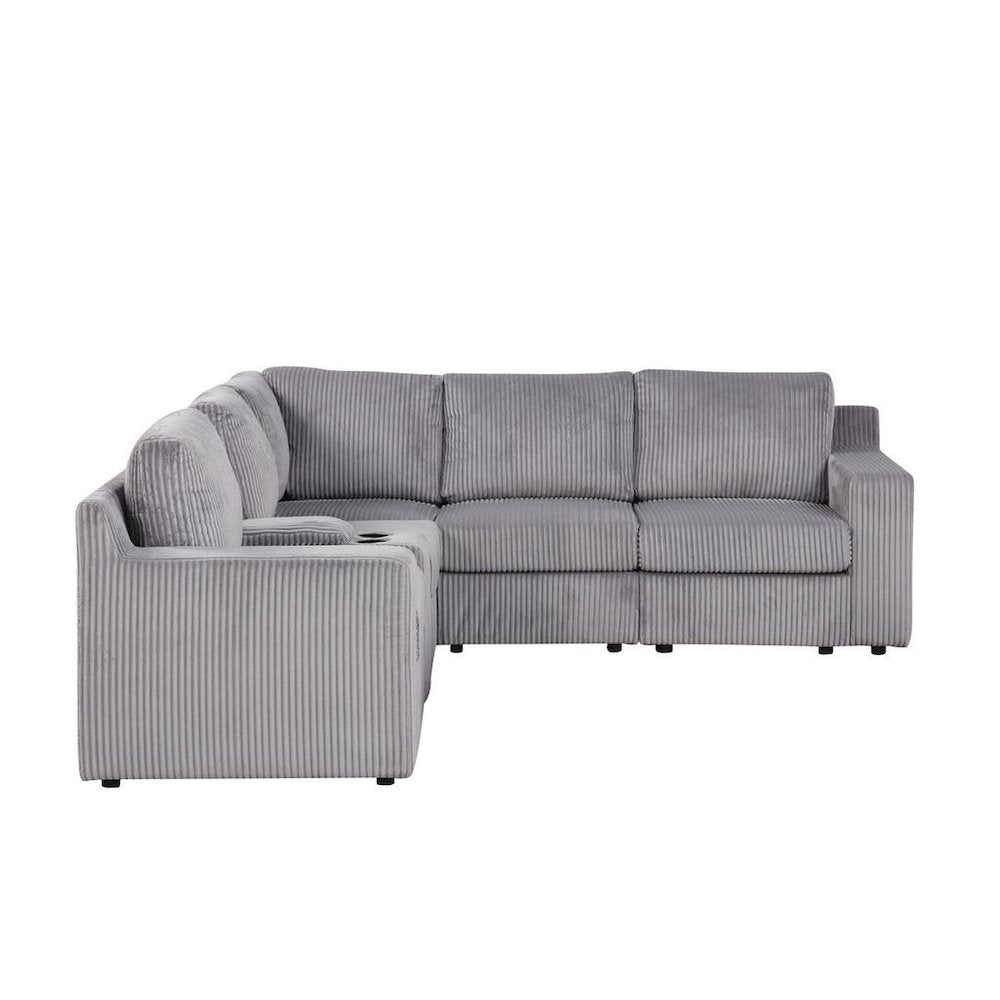 9-Piece Contemporary Modular Sectional Sofa with Storage and Cupholders, Grey