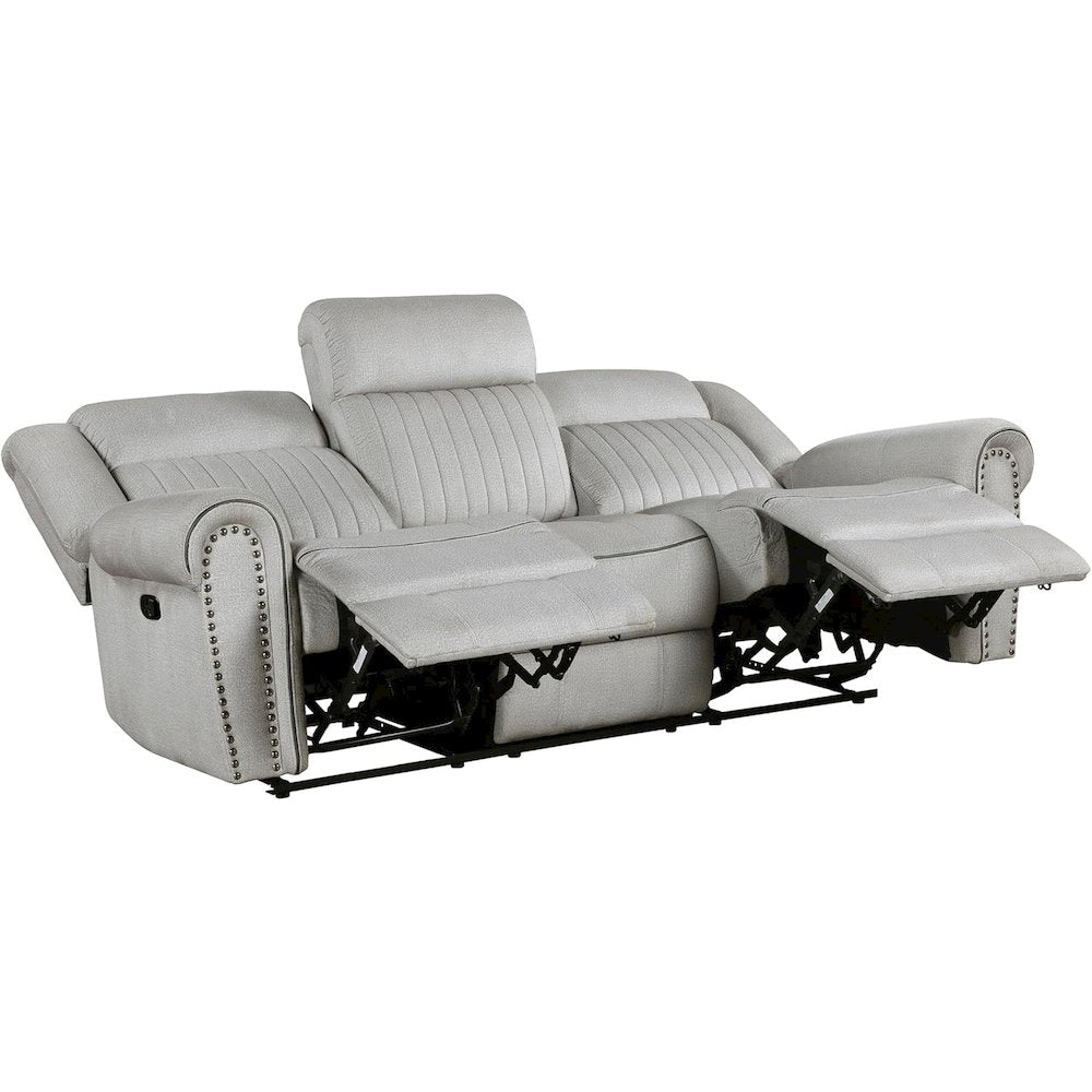 Lexicon Brennen Microfiber Double Reclining Sofa in Mist