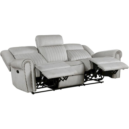 Lexicon Brennen Microfiber Double Reclining Sofa in Mist