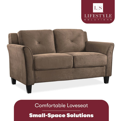Hartford Loveseat Rolled Arms Brown