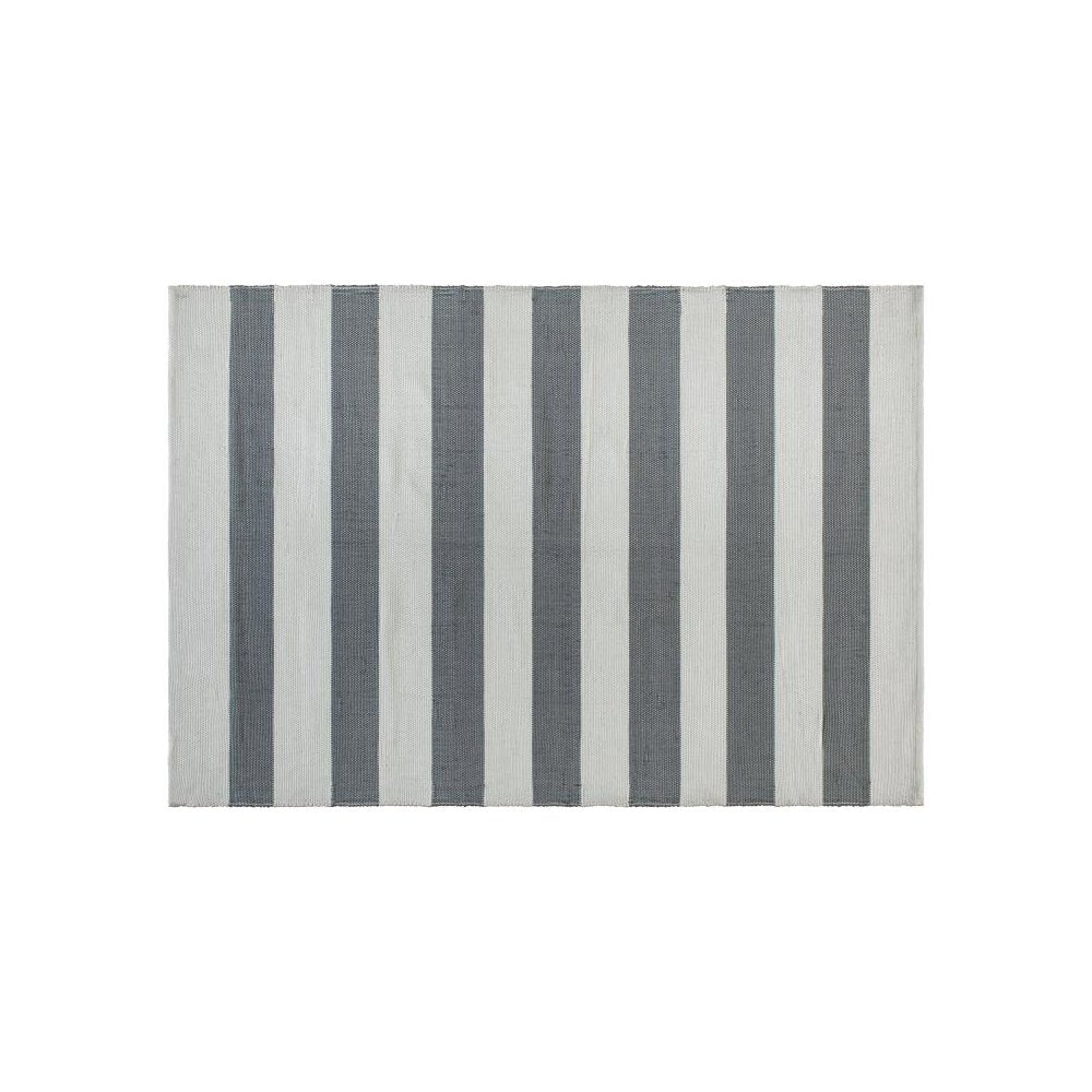 5' x 7' Grey & White Striped Handwoven Indoor/Outdoor Cabana Style Stain Resistant Area Rug