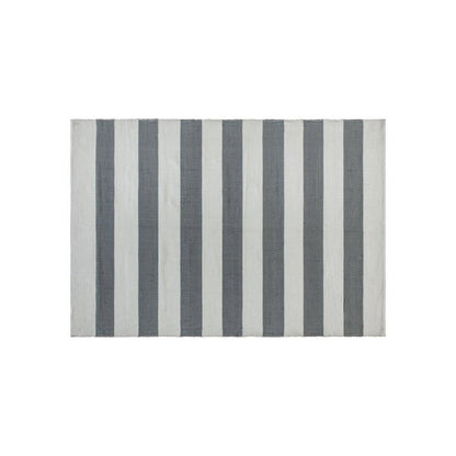 5' x 7' Grey & White Striped Handwoven Indoor/Outdoor Cabana Style Stain Resistant Area Rug