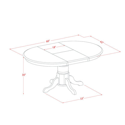 AVPL7-SBR-C 7 PcAvon Dining Table featuring Leaf and 6 Fabric Seat Chairs in Saddle Brown .