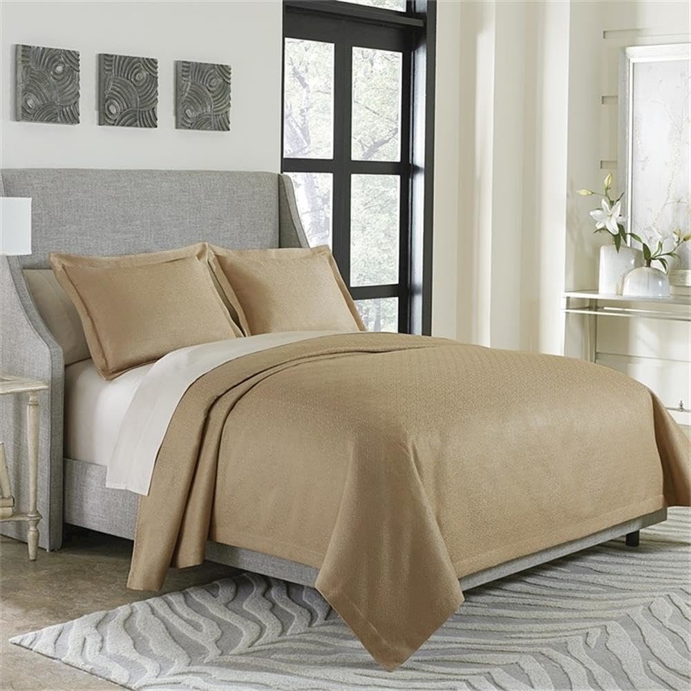 Alton 3-Piece Queen Bed Throw/Coverlet Set - Gold