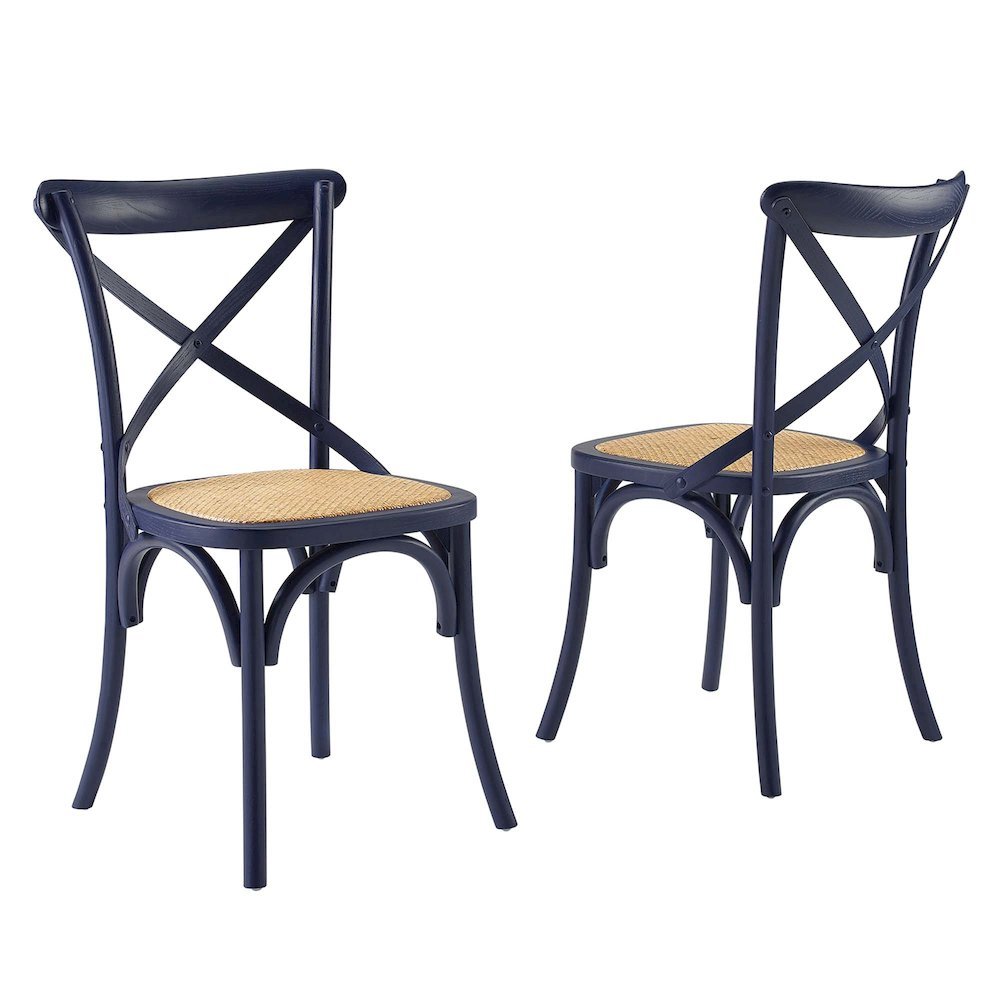 Wooden Dining Side Chairs for Kitchen and Dining Room, Midnight Blue, Set of 2