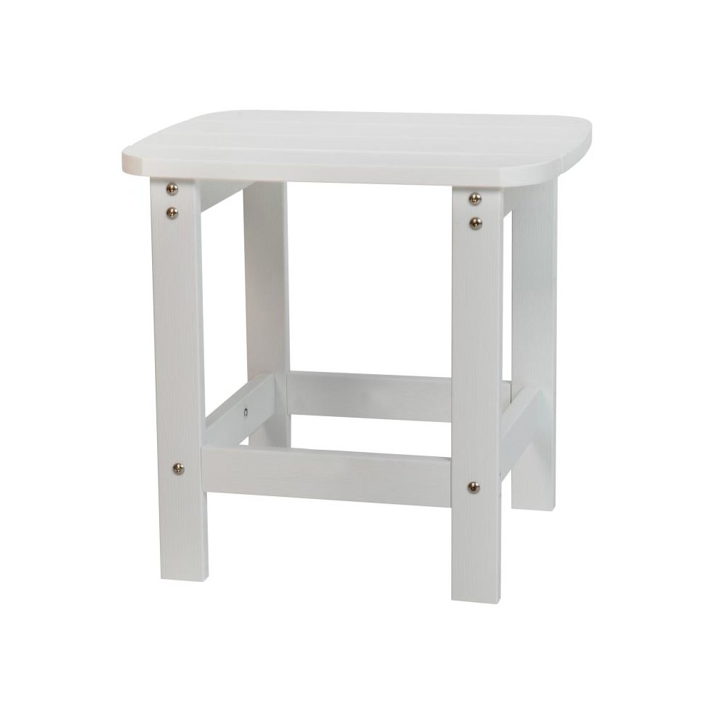 All-Weather Poly Resin Wood Adirondack Side Table in White