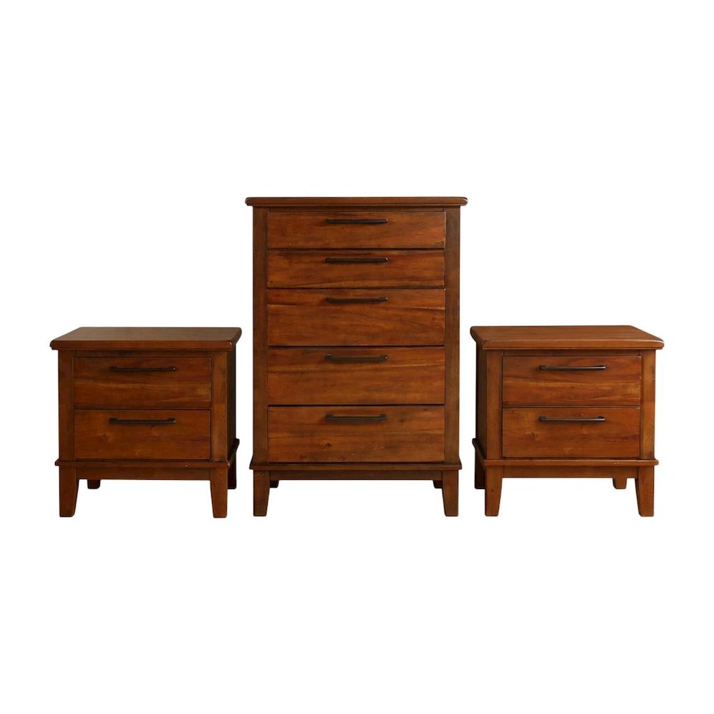 Cagney 3-Pc Wood Bedroom Set with Chest in Chestnut