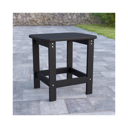 All-Weather Poly Resin Wood Adirondack Side Table in Black