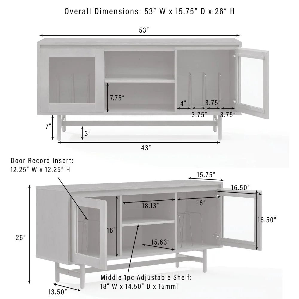 Dempsey Record Player Cabinet With Vinyl Storage