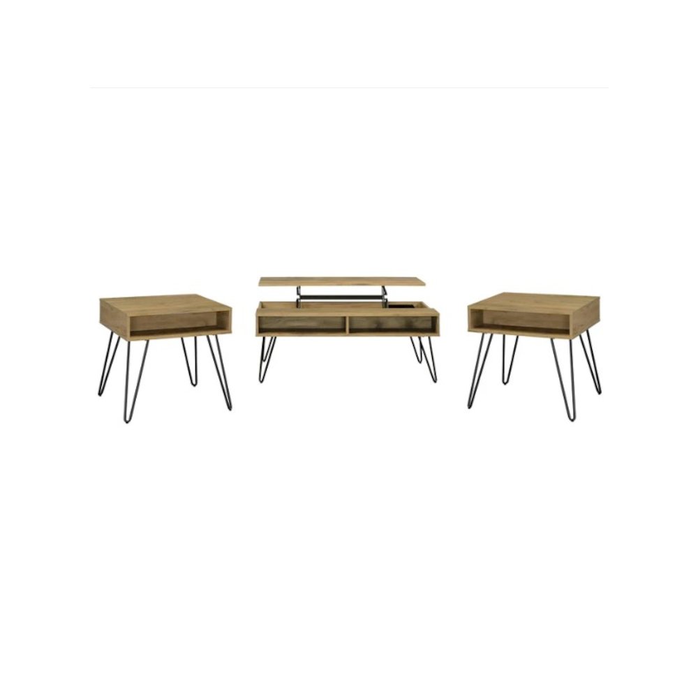Fanning 3-piece Lift Top Coffee and End Table Set Golden Oak