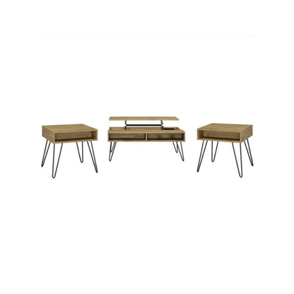 Fanning 3-piece Lift Top Coffee and End Table Set Golden Oak