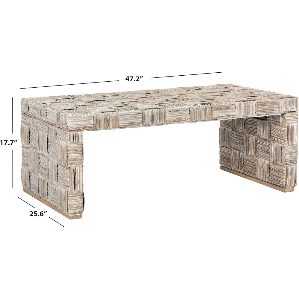 Home Collection Adkin White Rattan Rectangle Coffee Table