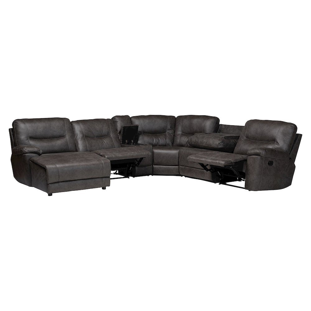 6-Piece Reclining Sectional Sofa with Left-facing Chaise Lounge with Storage
