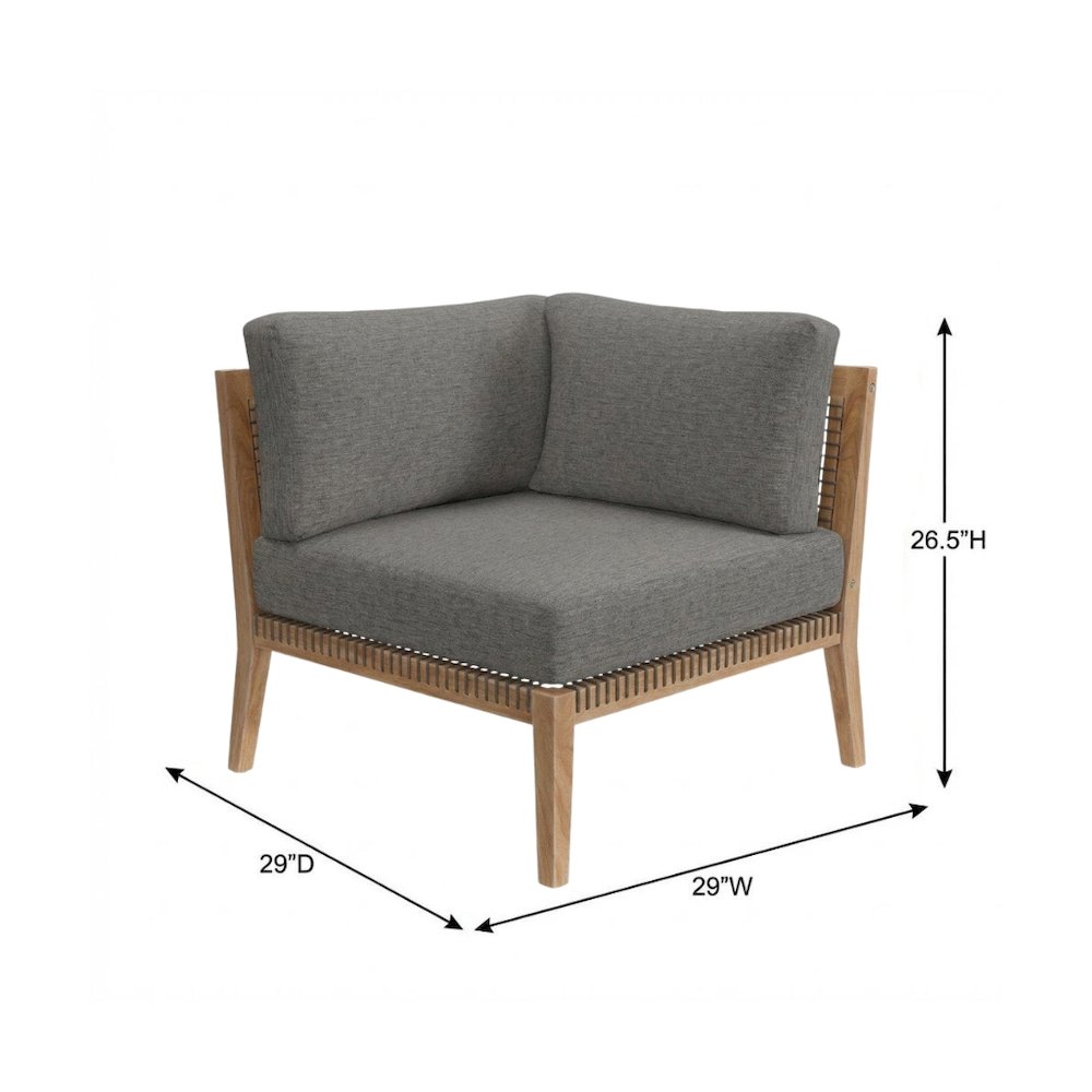 Teak Wood Corner Outdoor Lounge Chair With Backrest And Seat Cushion