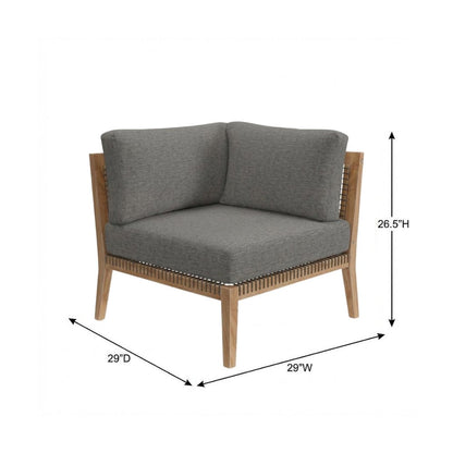 Teak Wood Corner Outdoor Lounge Chair With Backrest And Seat Cushion