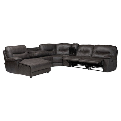 6-Piece Reclining Sectional Sofa with Left-facing Chaise Lounge with Storage