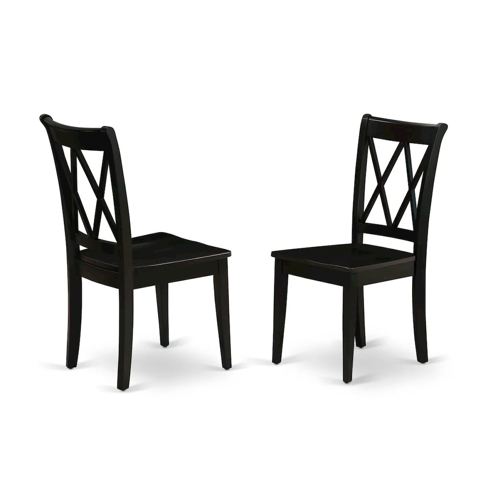 East West Furniture 3-Piece Dinning Room Set Contains a Wooden Table and 2 Wooden Dining Chairs with Double-X Back - Black Finish