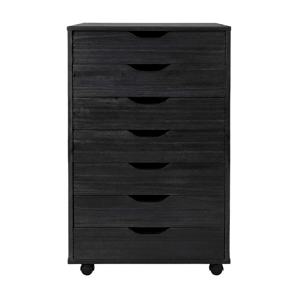 Composite Wood Filing Cabinet with 7 Drawers, Tall Drawer Unit, Black
